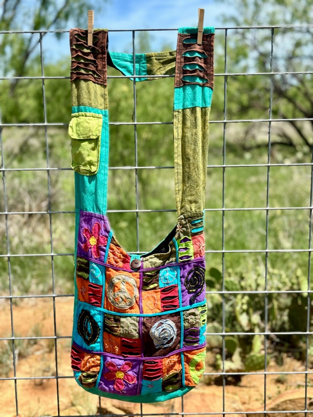 Bohemian Style Patchwork Cotton Shoulder Bag Handcrafted in Nepal